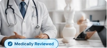 Healthcare professional discussing information